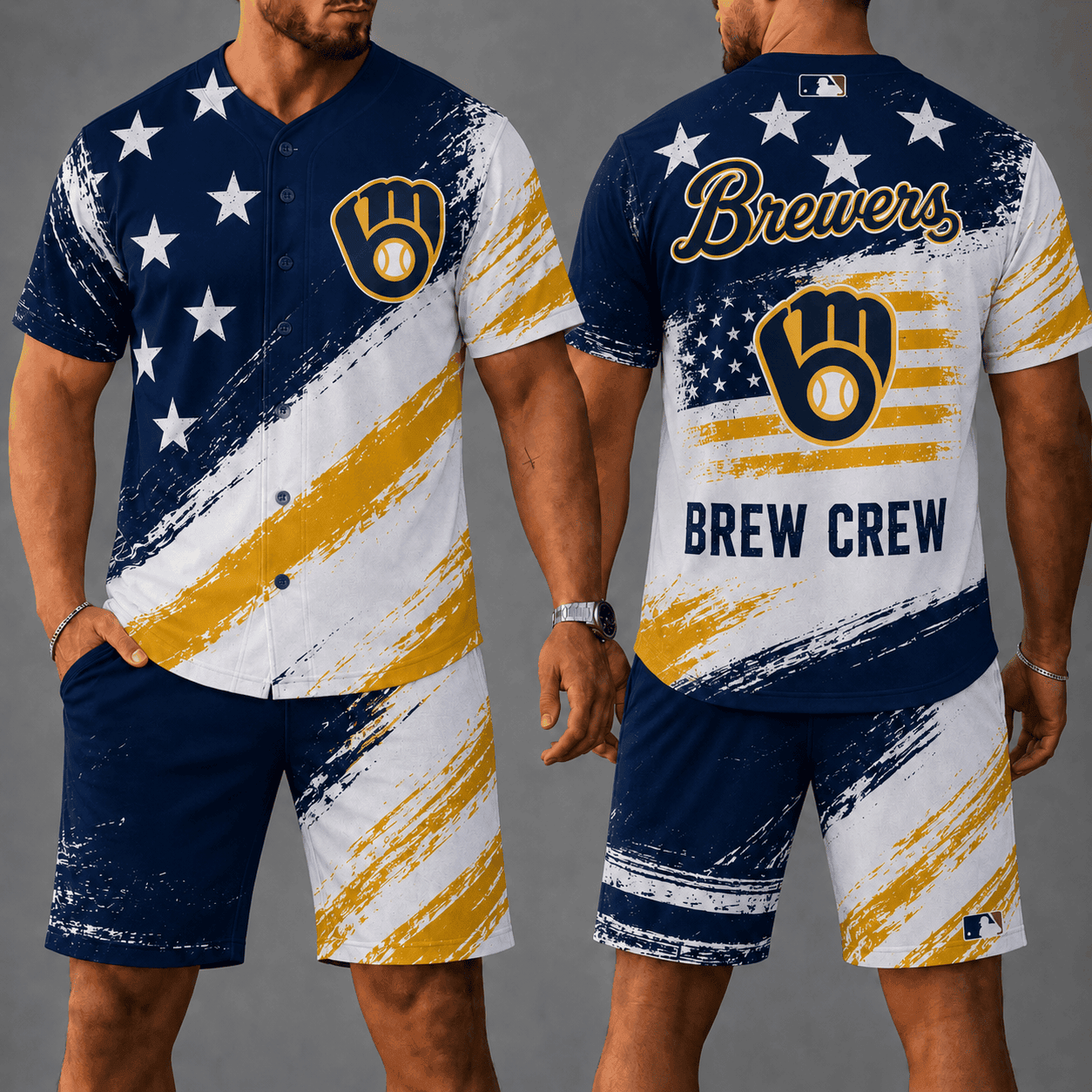 M.brewers | Premium M.L.B Star Spirit Jersey Shorts Set