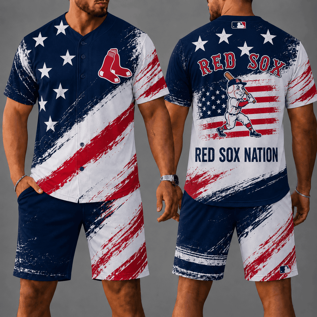 B.red Sox | Premium M.L.B Star Spirit Jersey Shorts Set