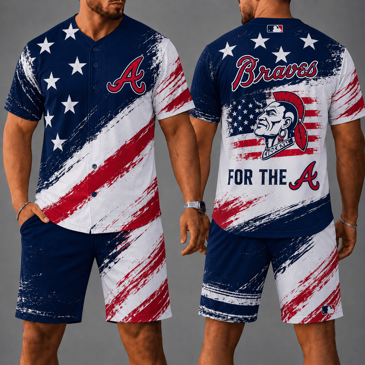 A.braves | Premium M.L.B Star Spirit Jersey Shorts Set