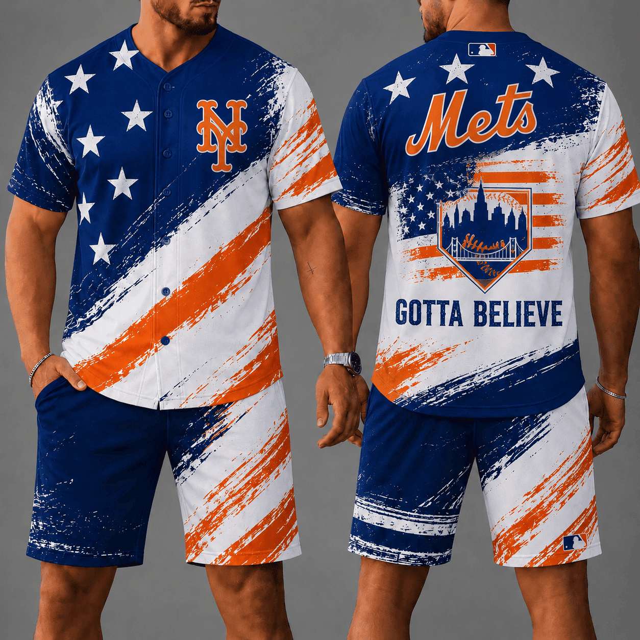 N.y.mets | Premium M.L.B Star Spirit Jersey Shorts Set