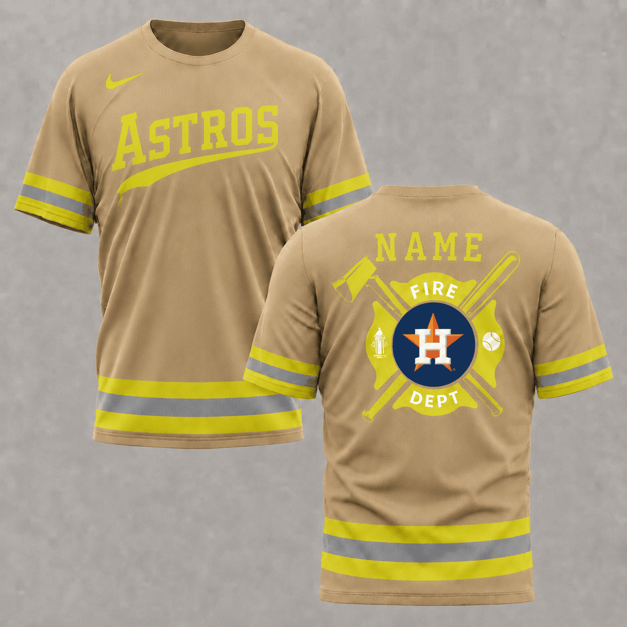 H.astros | M.l.b X Personalized Firefighters Hi-vis 3d Shirt