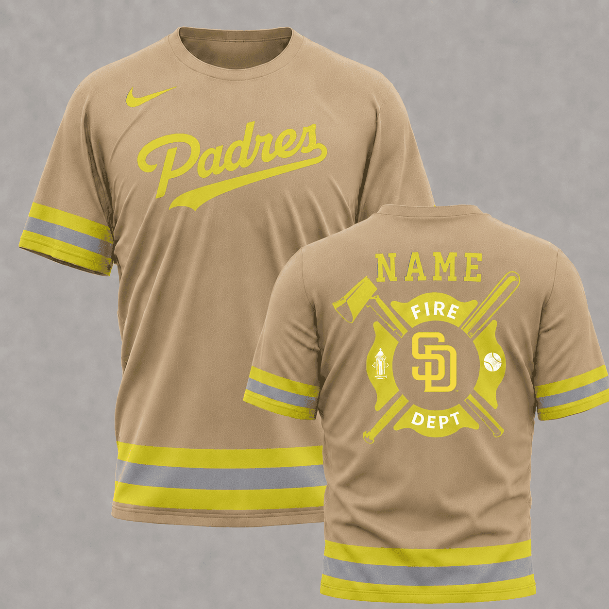 S.d.padres | M.l.b X Personalized Firefighters Hi-vis 3d Shirt