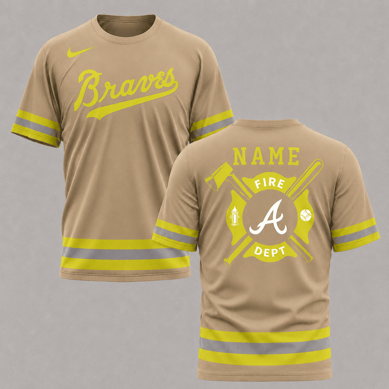 A.braves | M.l.b X Personalized Firefighters Hi-vis 3d Shirt