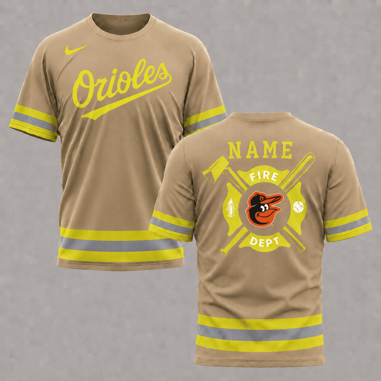 B.orioles | M.l.b X Personalized Firefighters Hi-vis 3d Shirt