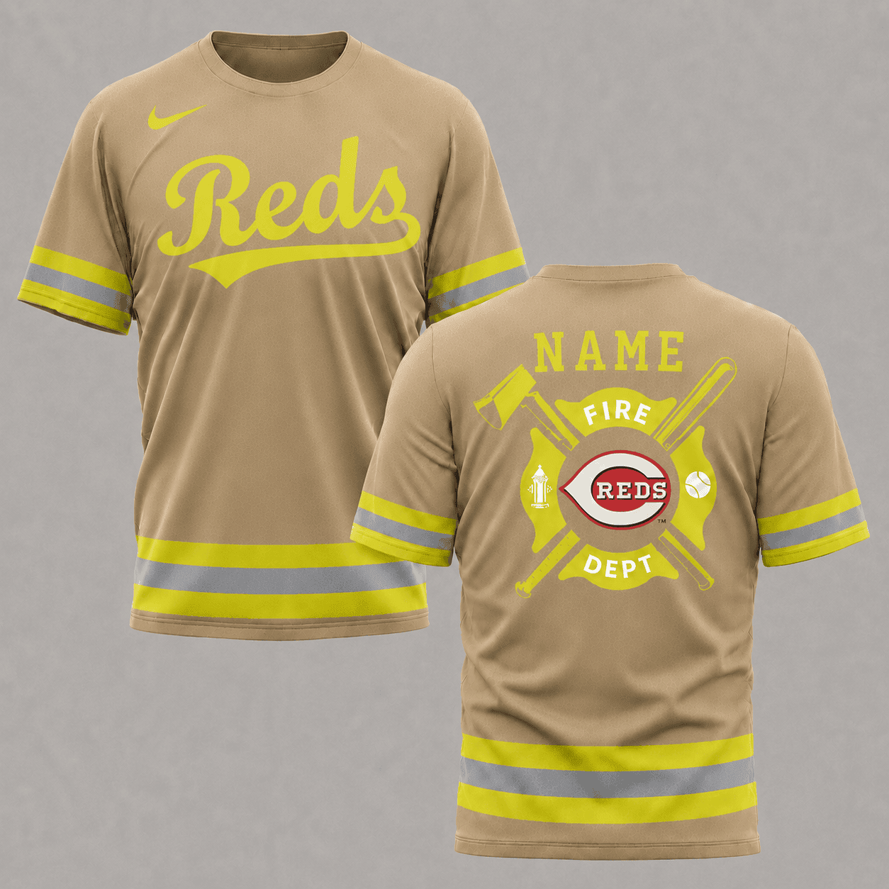 C.reds | M.l.b X Personalized Firefighters Hi-vis 3d Shirt
