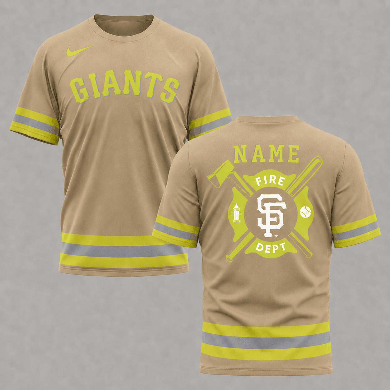 S.f.giants | M.l.b X Personalized Firefighters Hi-vis 3d Shirt