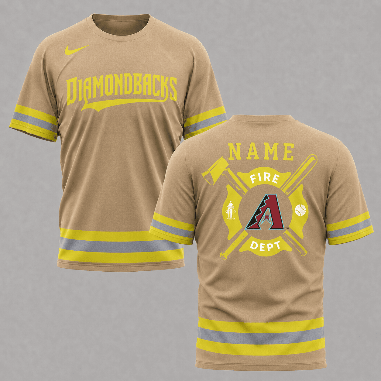 A.diamondbacks | M.l.b X Personalized Firefighters Hi-vis 3d Shirt