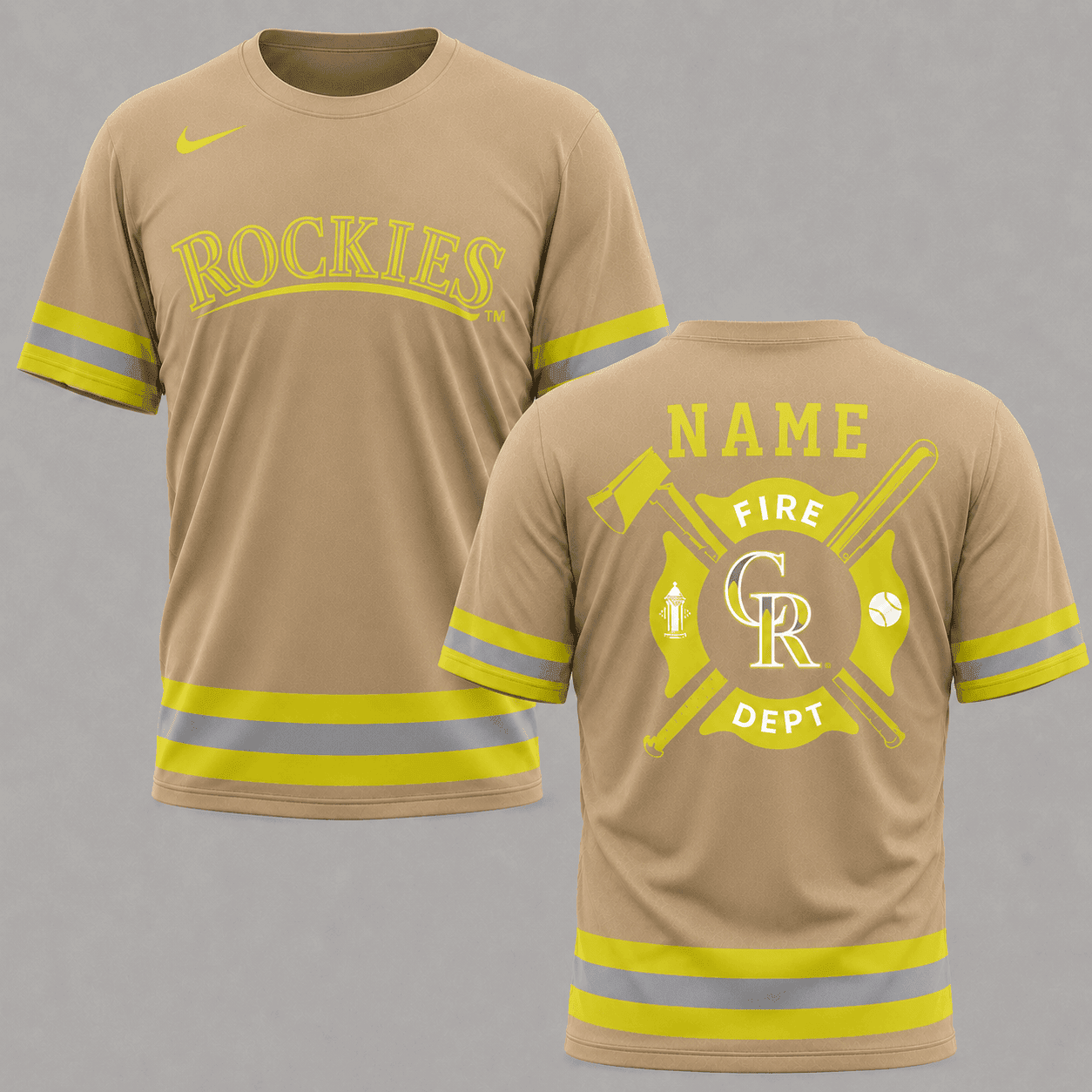 C.rockies | M.l.b X Personalized Firefighters Hi-vis 3d Shirt