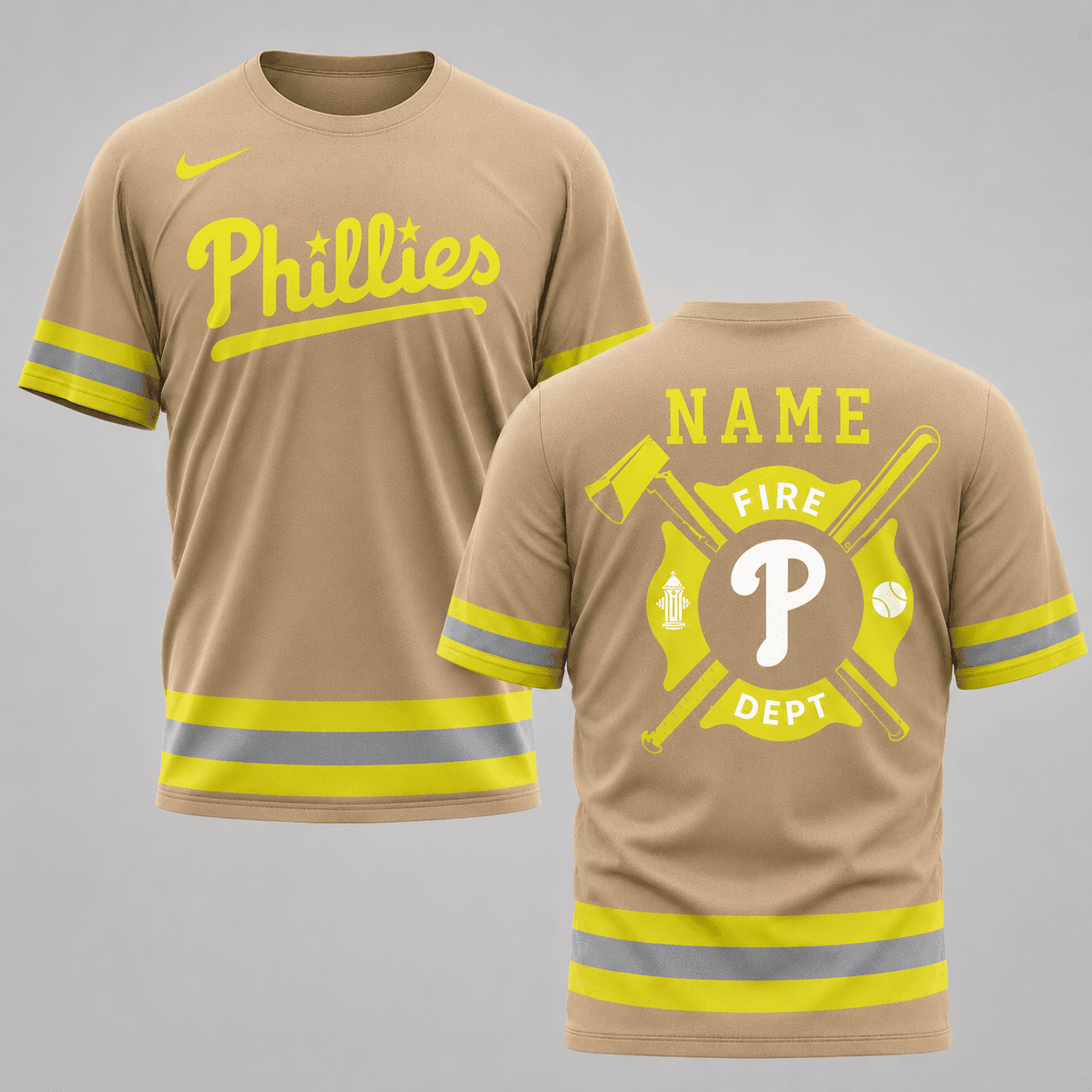 P.phillies | M.l.b X Personalized Firefighters Hi-vis 3d Shirt