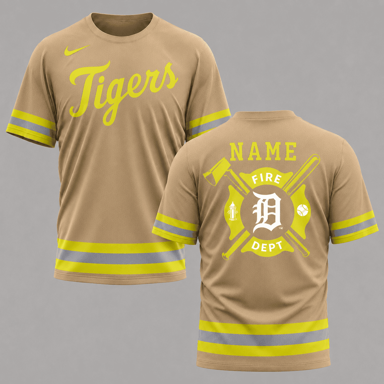 D.tigers | M.l.b X Personalized Firefighters Hi-vis 3d Shirt