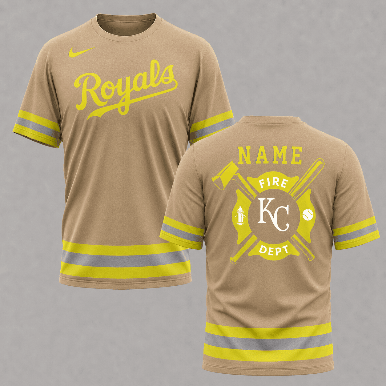 K.c.royals | M.l.b X Personalized Firefighters Hi-vis 3d Shirt