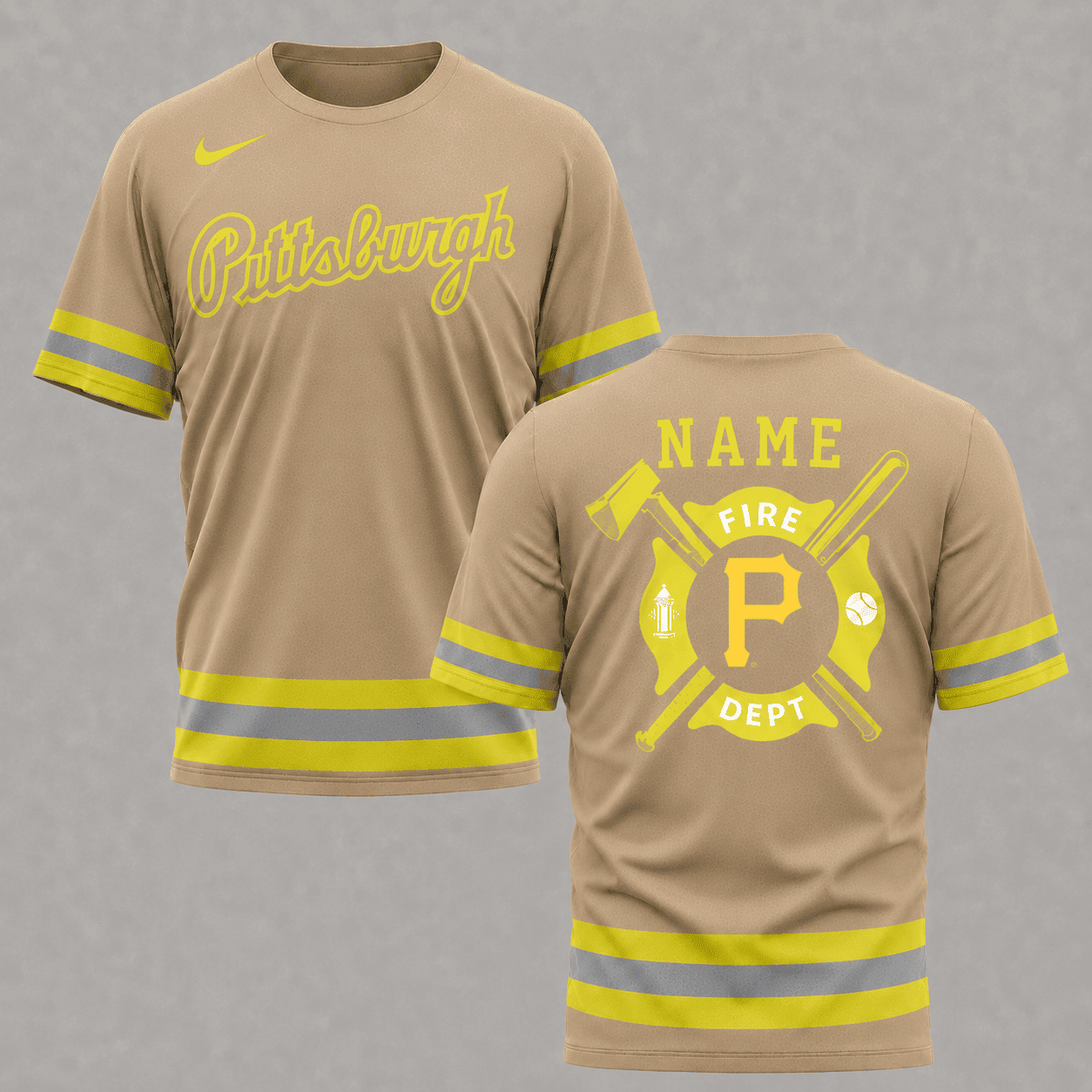 P.pirates | M.l.b X Personalized Firefighters Hi-vis 3d Shirt