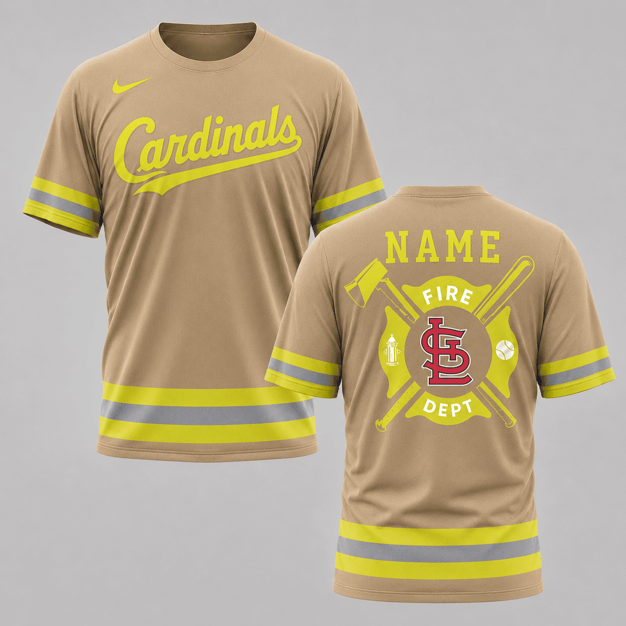 S.l.cardinals | M.l.b X Personalized Firefighters Hi-vis 3d Shirt