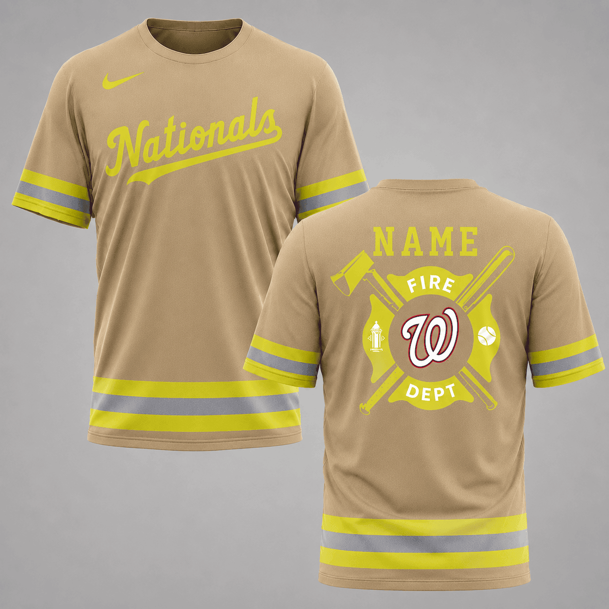 W.nationals | M.l.b X Personalized Firefighters Hi-vis 3d Shirt