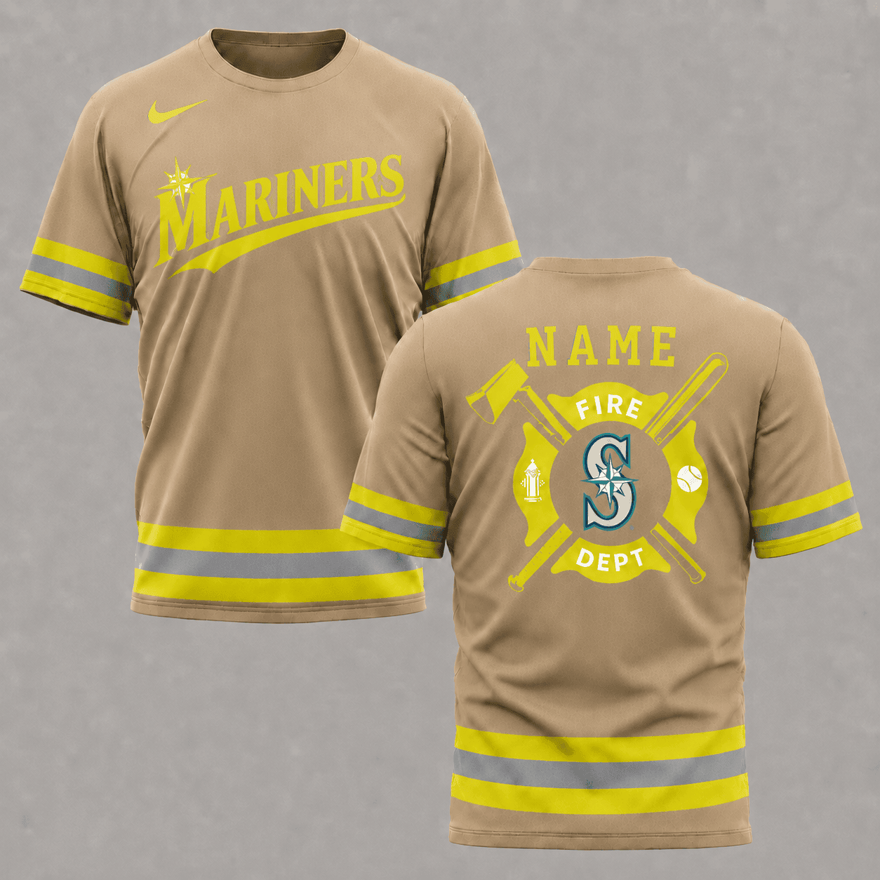 S.mariners | M.l.b X Personalized Firefighters Hi-vis 3d Shirt