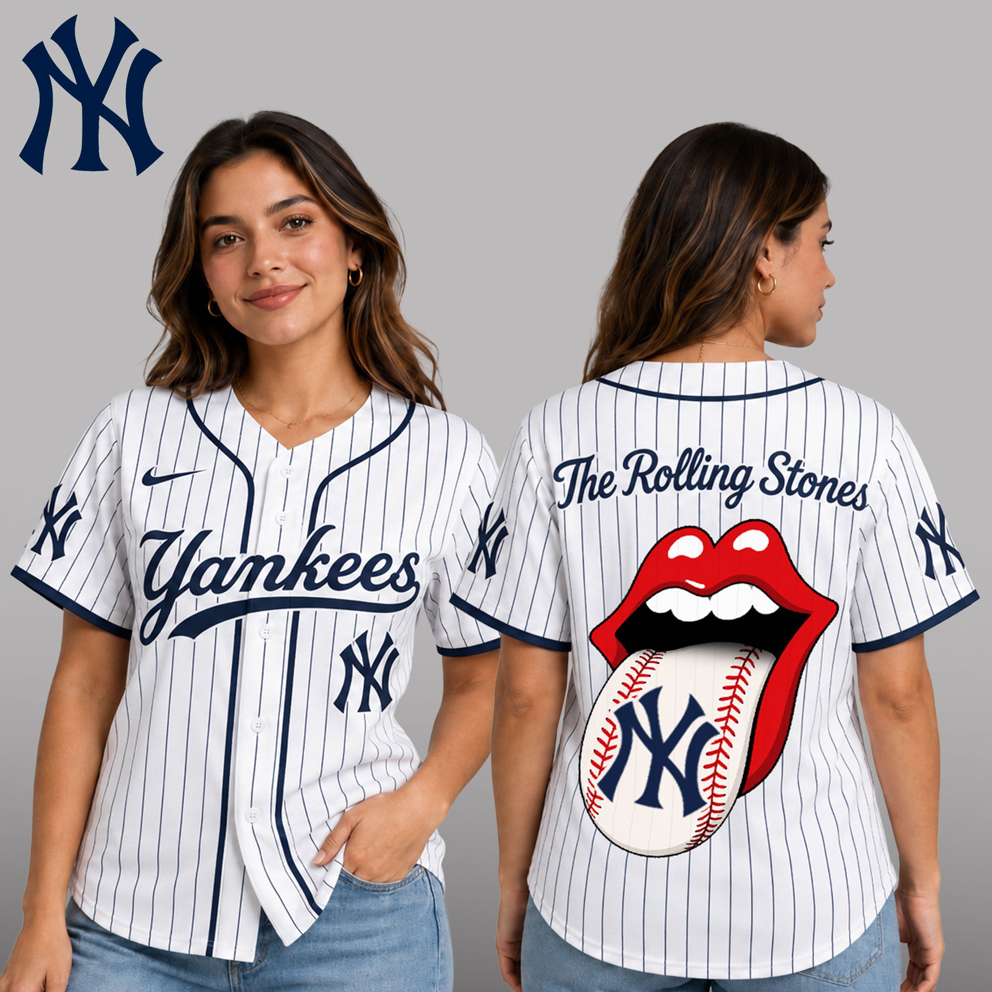 N.y.yankees | Premium .m.l.b. The Rolling Stones Jersey Shirt Td