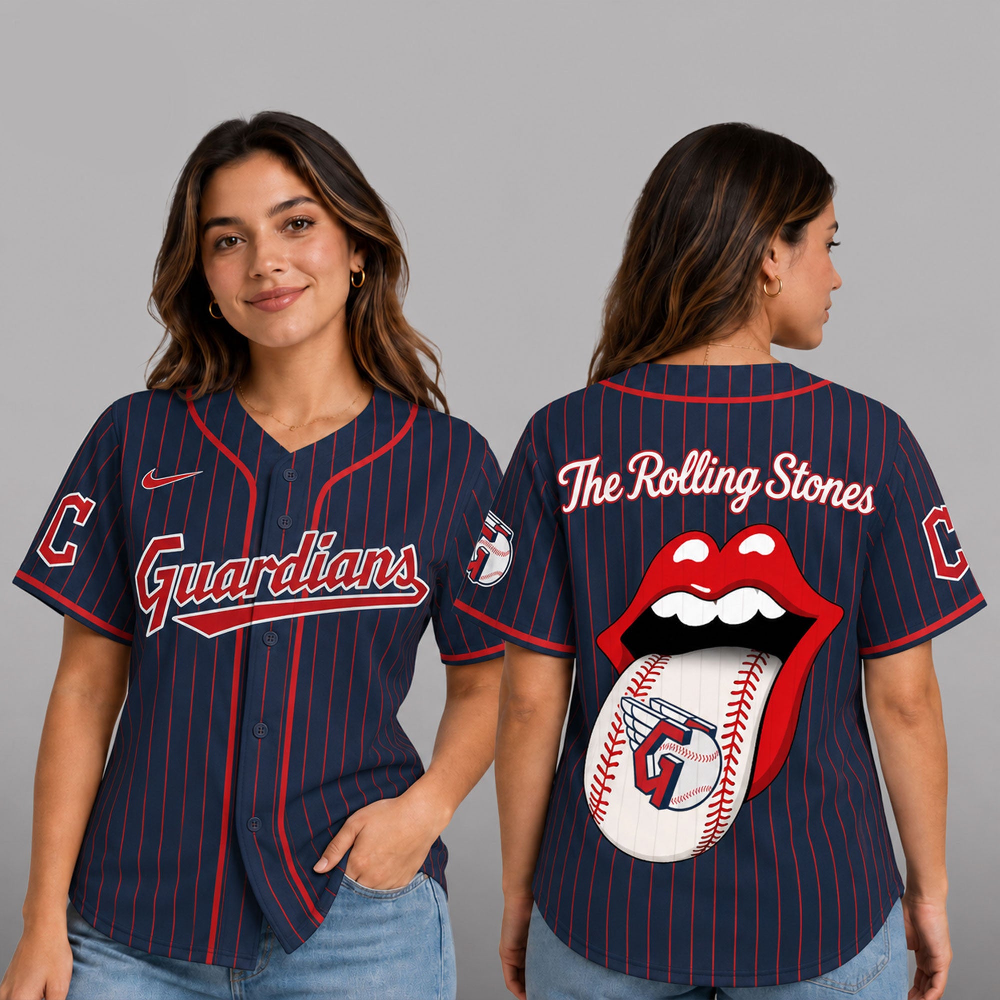 C.guardians | Premium .m.l.b. The Rolling Stones Jersey Shirt Td