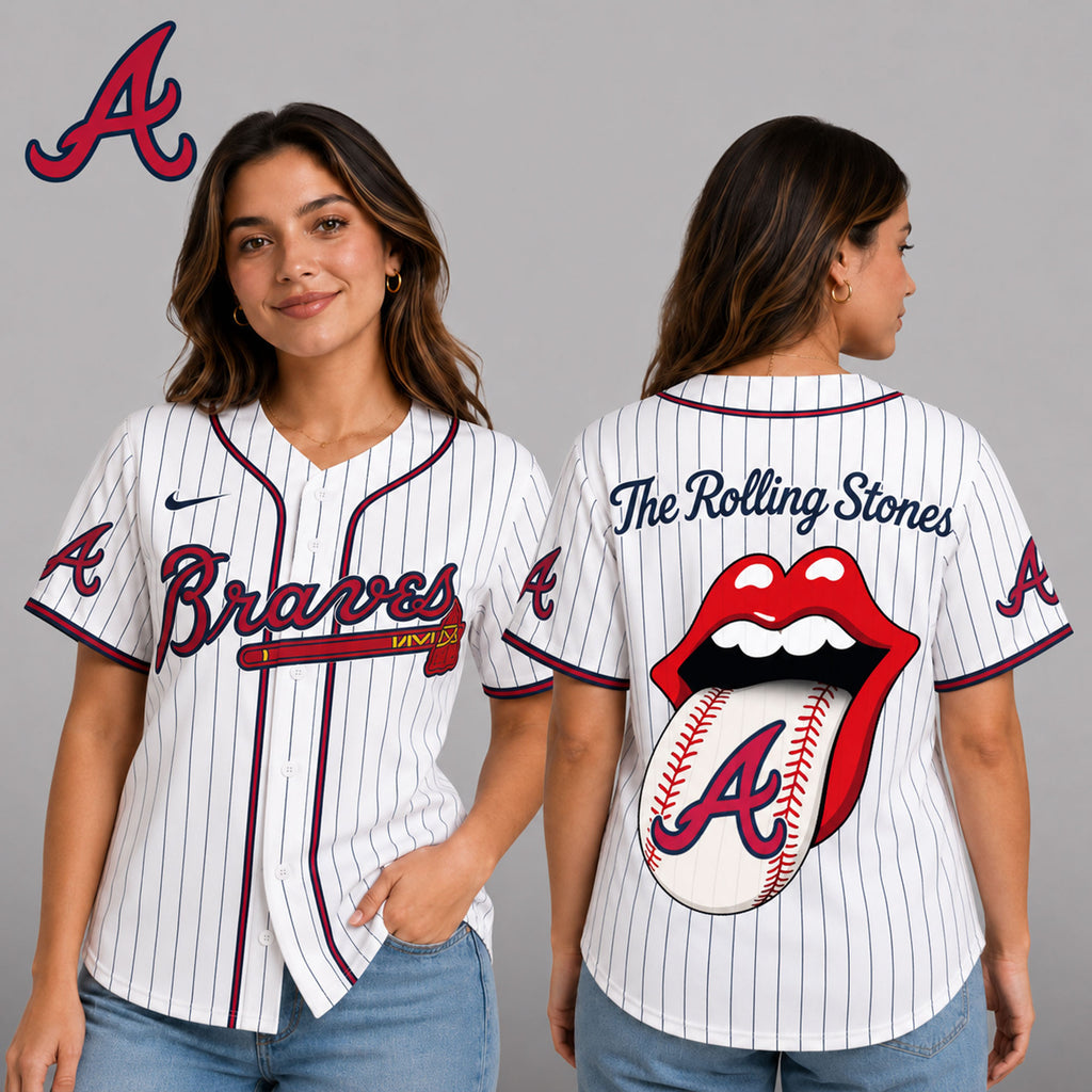 A.braves | Premium .m.l.b. The Rolling Stones Jersey Shirt Td