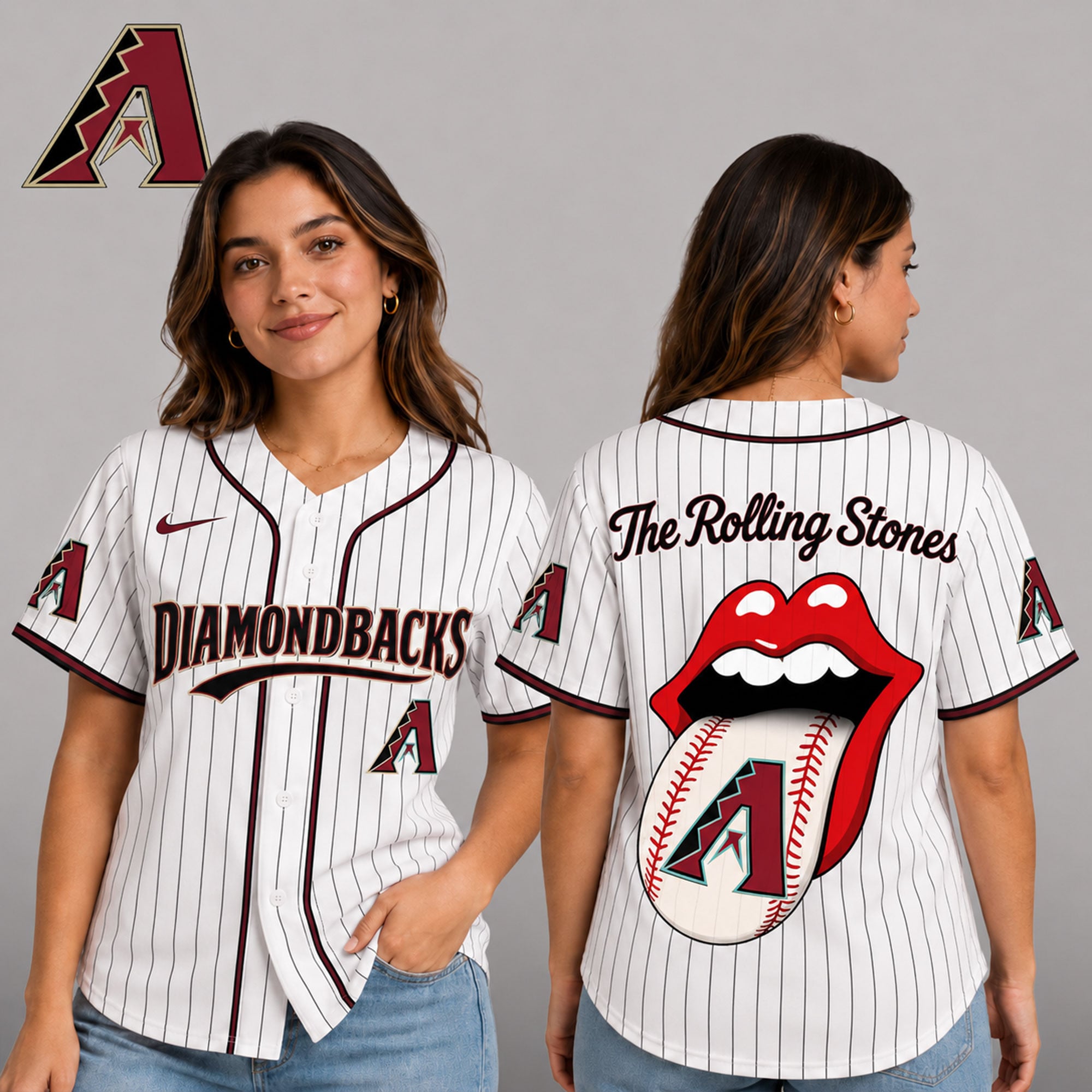 A.diamondbacks | Premium .m.l.b. The Rolling Stones Jersey Shirt Td