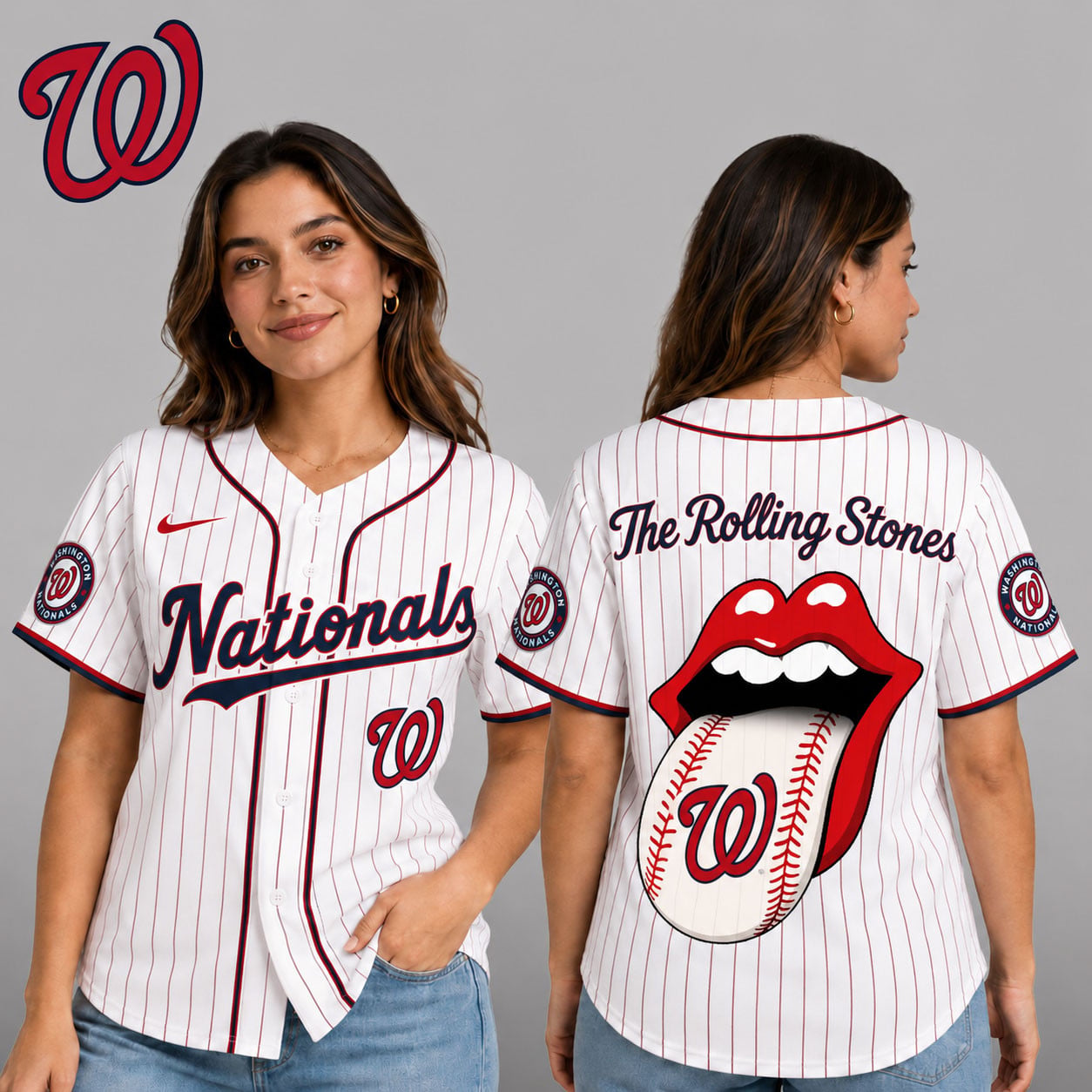 W.nationals | Premium .m.l.b. The Rolling Stones Jersey Shirt Td