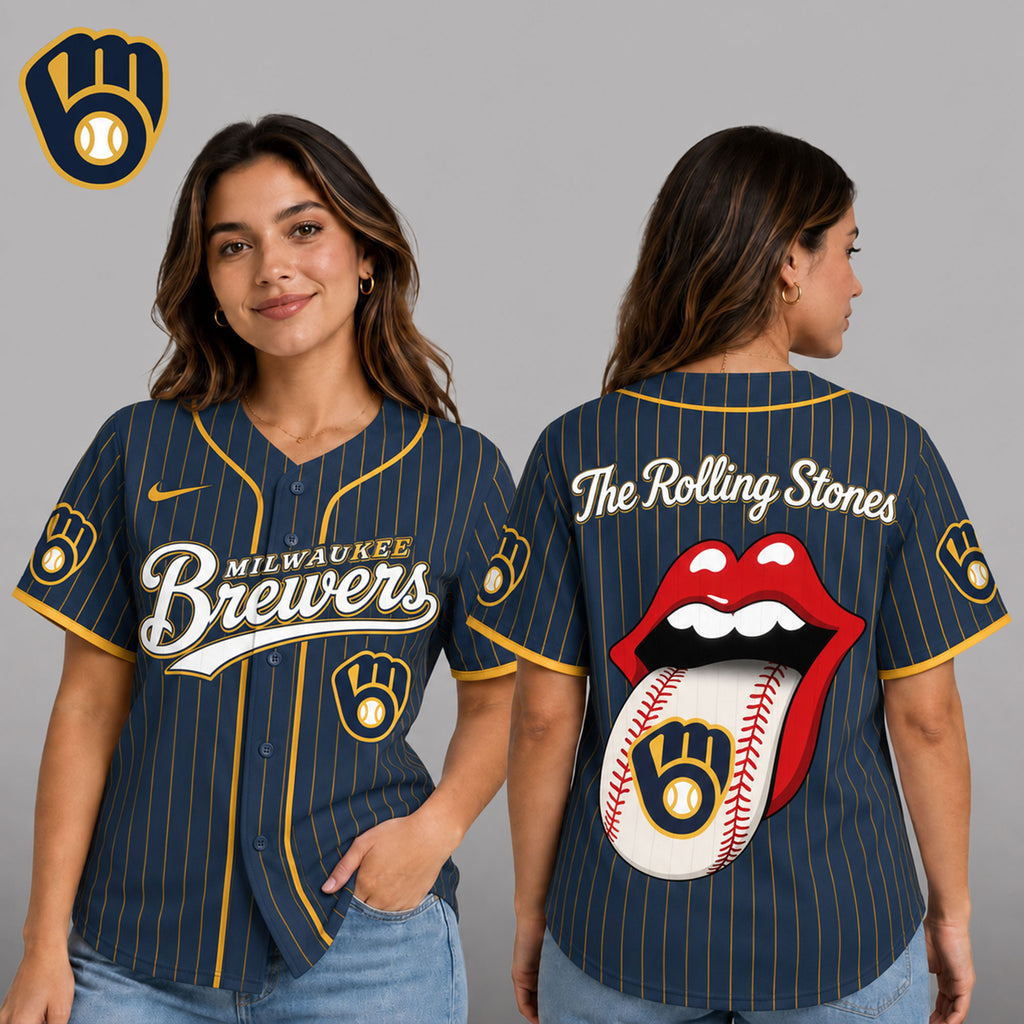 M.brewers | Premium .m.l.b. The Rolling Stones Jersey Shirt Td