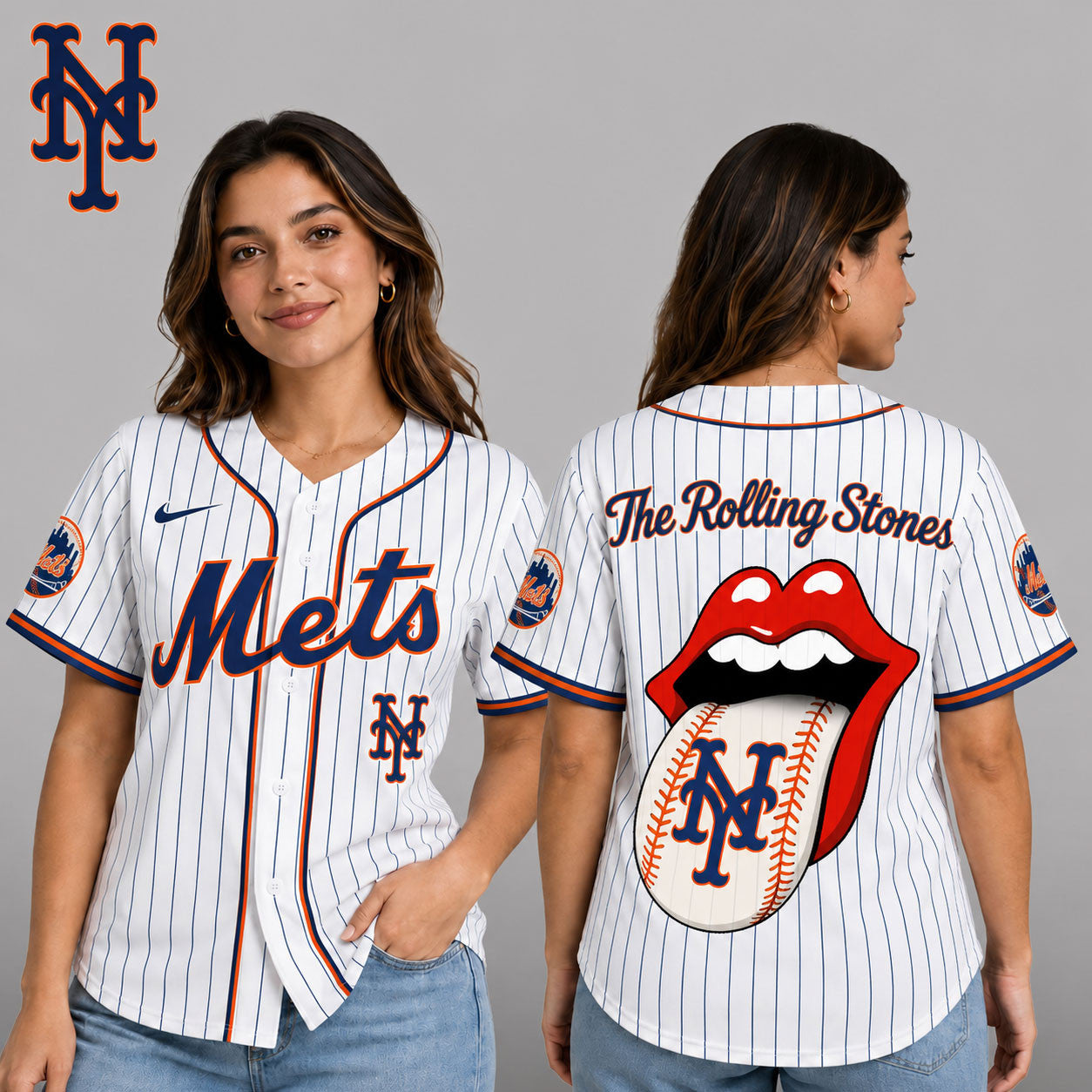 N.y.mets | Premium .m.l.b. The Rolling Stones Jersey Shirt Td