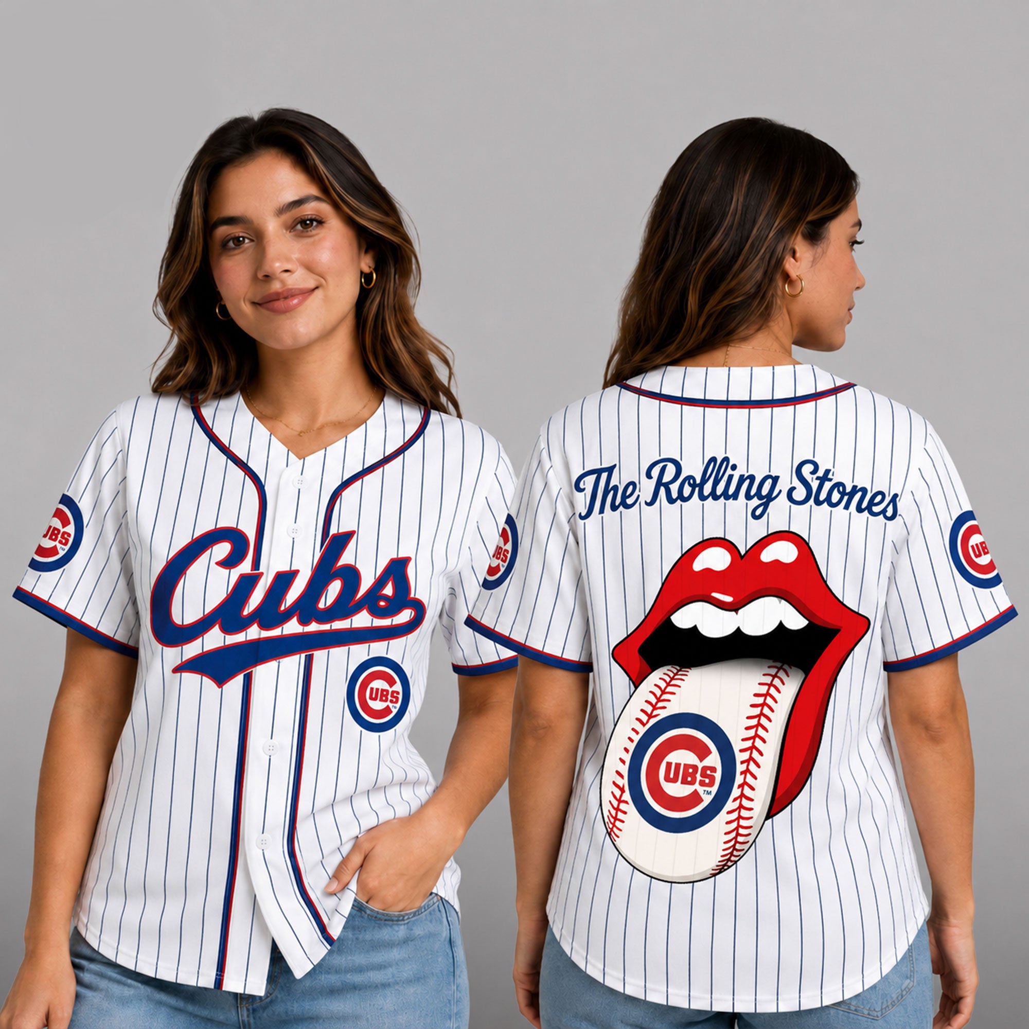 C.cubs | Premium .m.l.b. The Rolling Stones Jersey Shirt Td