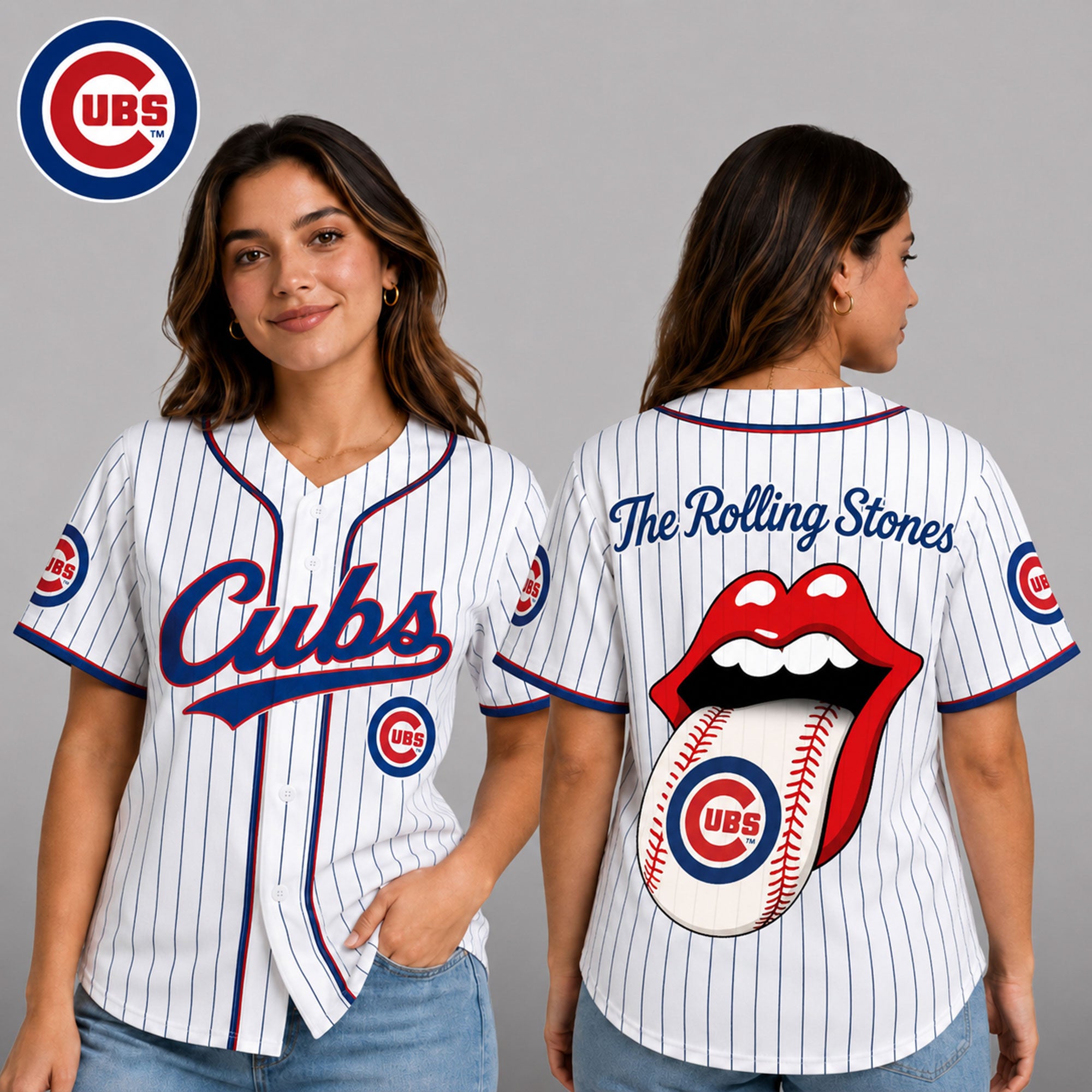 C.cubs | Premium .m.l.b. The Rolling Stones Jersey Shirt Td