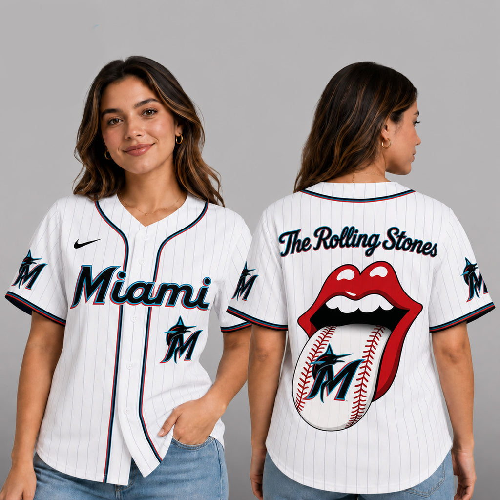 M.marlins | Premium .m.l.b. The Rolling Stones Jersey Shirt Td