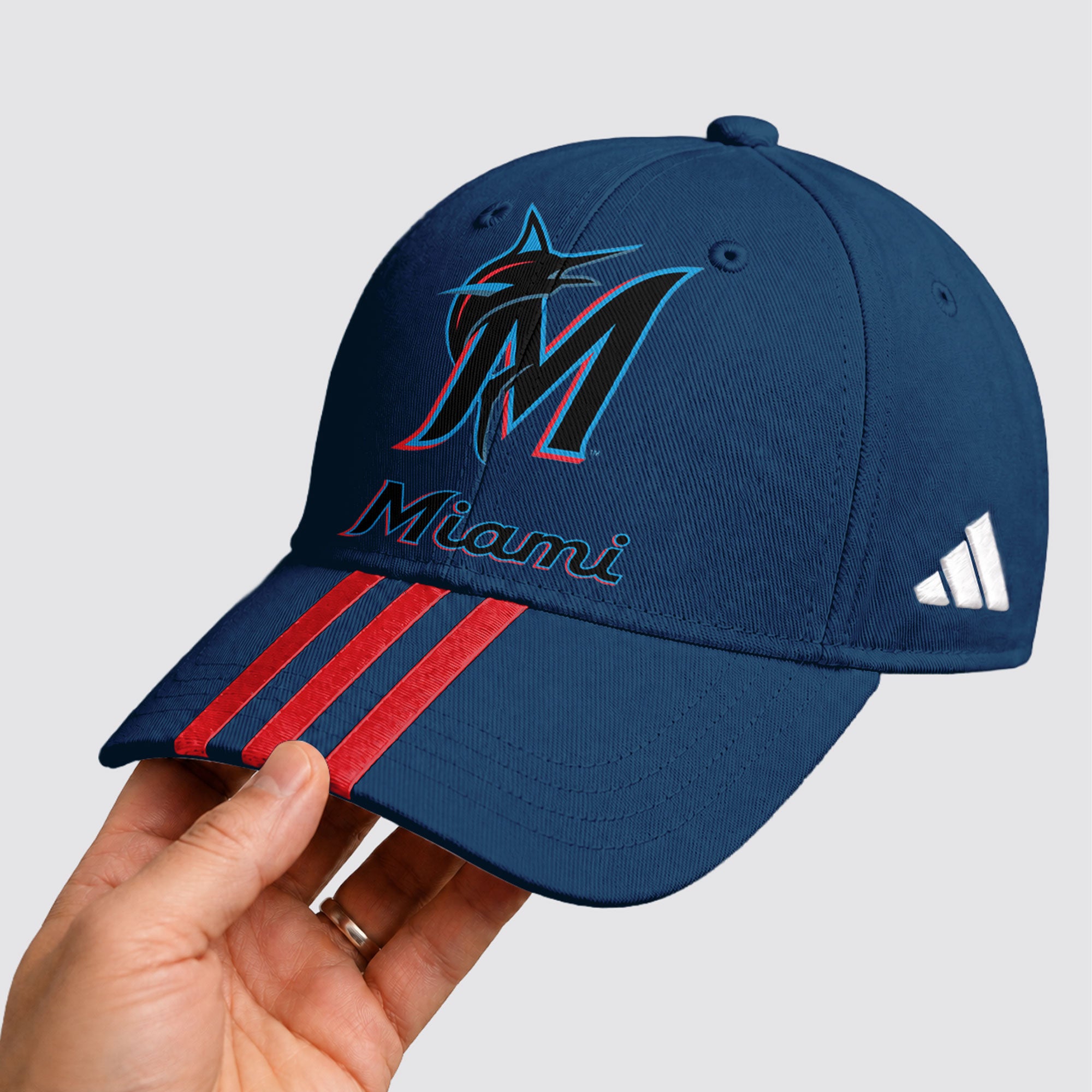 M.marlins | Premium .m.l.b. Signature Triple Stripe Fan Baseball Cap