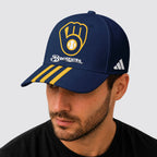 M.brewers | Premium .m.l.b. Signature Triple Stripe Fan Baseball Cap