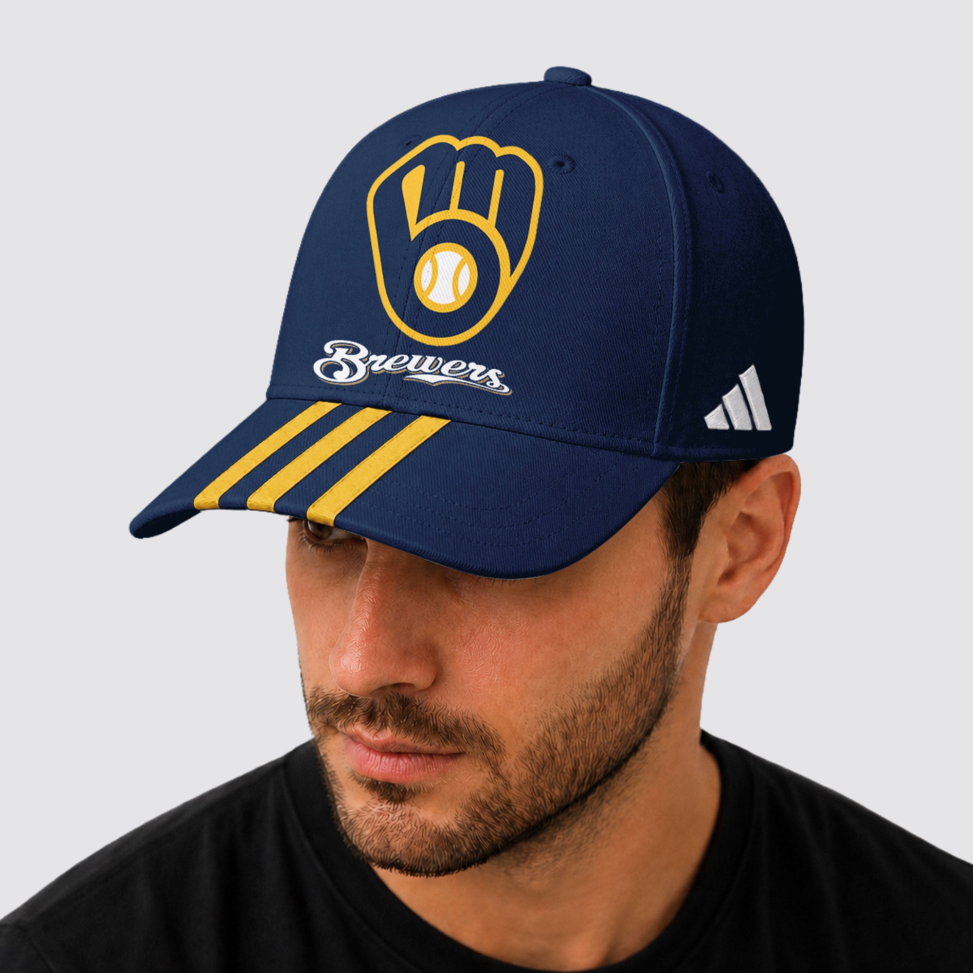 M.brewers | Premium .m.l.b. Signature Triple Stripe Fan Baseball Cap