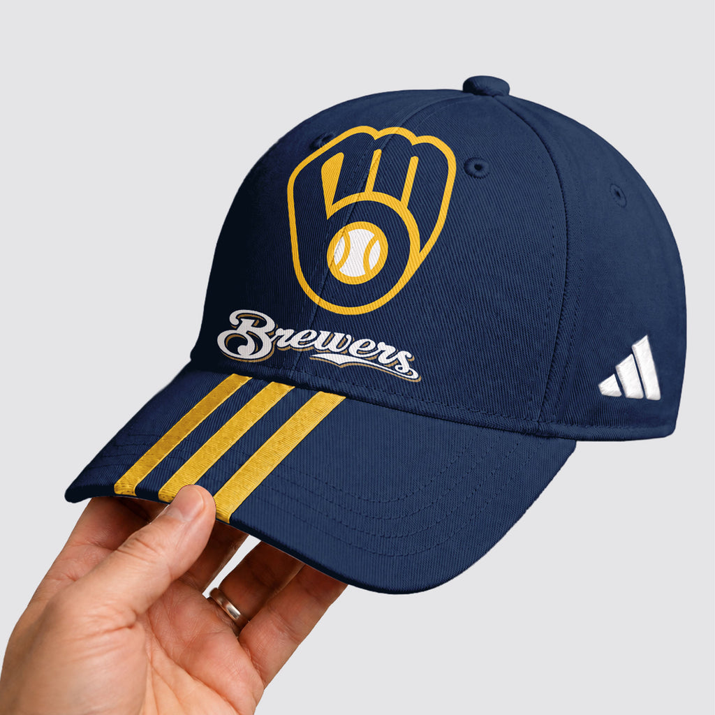 M.brewers | Premium .m.l.b. Signature Triple Stripe Fan Baseball Cap