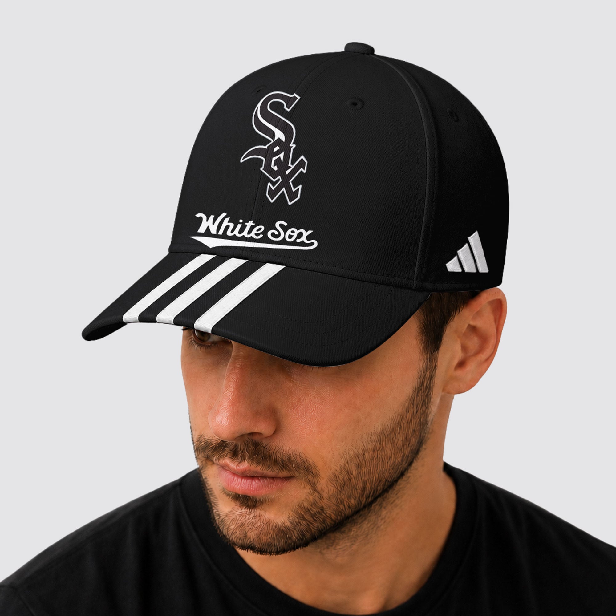 C.white Sox | Premium .m.l.b. Signature Triple Stripe Fan Baseball Cap