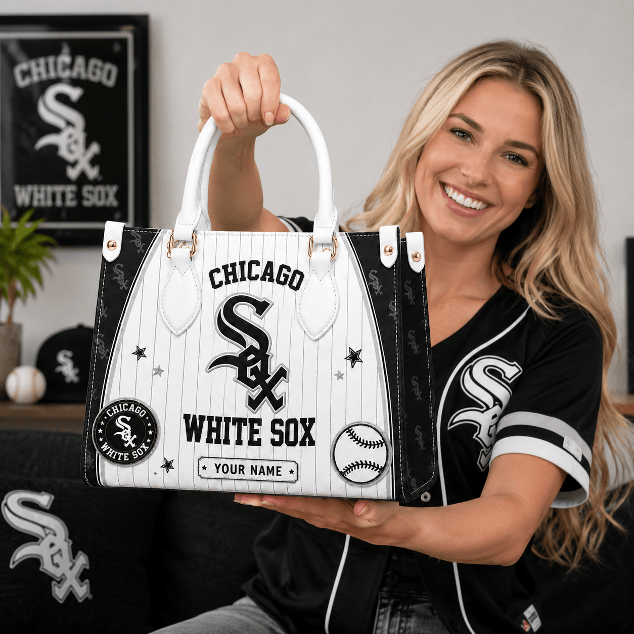 C.white Sox | Premium .m.l.b. Fan Pride Leather Handbag