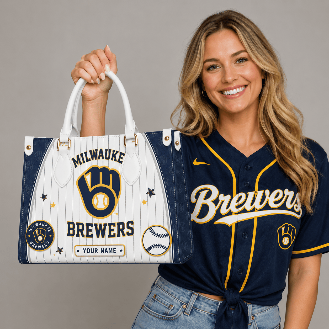 M.brewers | Premium .m.l.b. Fan Pride Leather Handbag