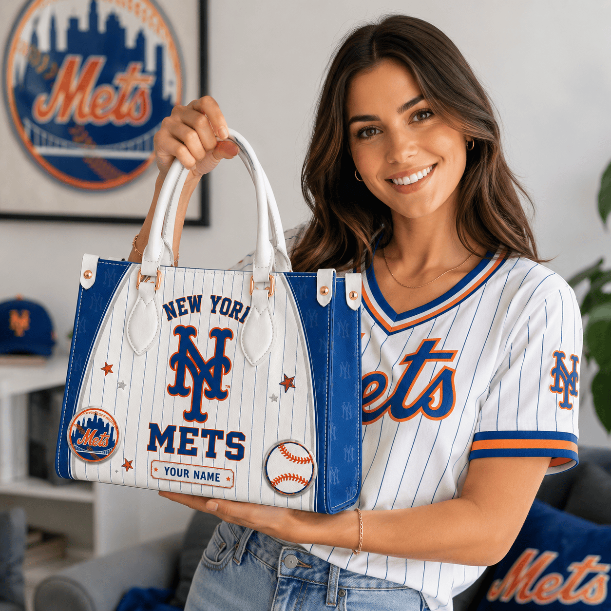 N.y.mets | Premium .m.l.b. Fan Pride Leather Handbag