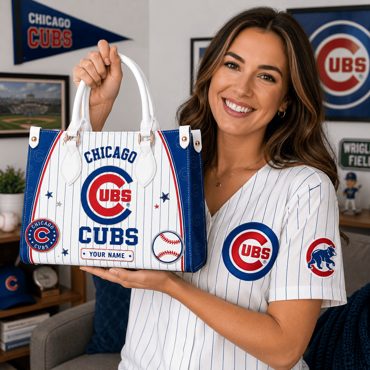 C.cubs | Premium .m.l.b. Fan Pride Leather Handbag