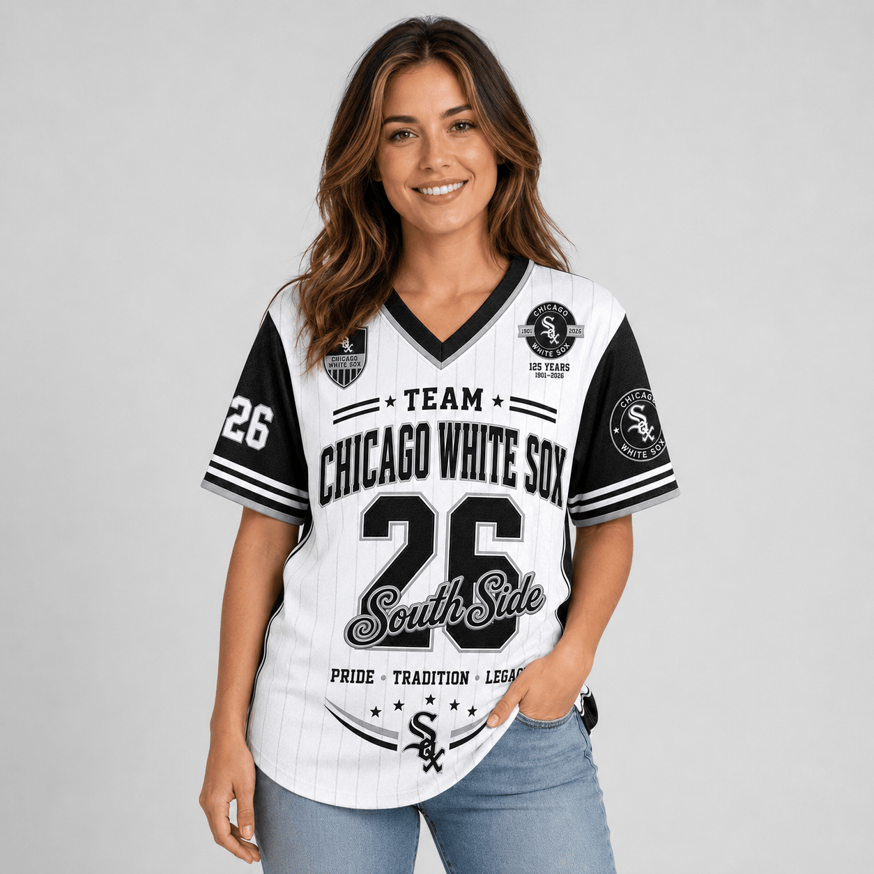 C.white Sox | Premium .m.l.b. Legacy Pride V-neck Jersey