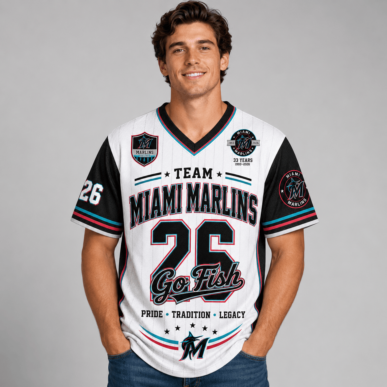M.marlins | Premium .m.l.b. Legacy Pride V-neck Jersey