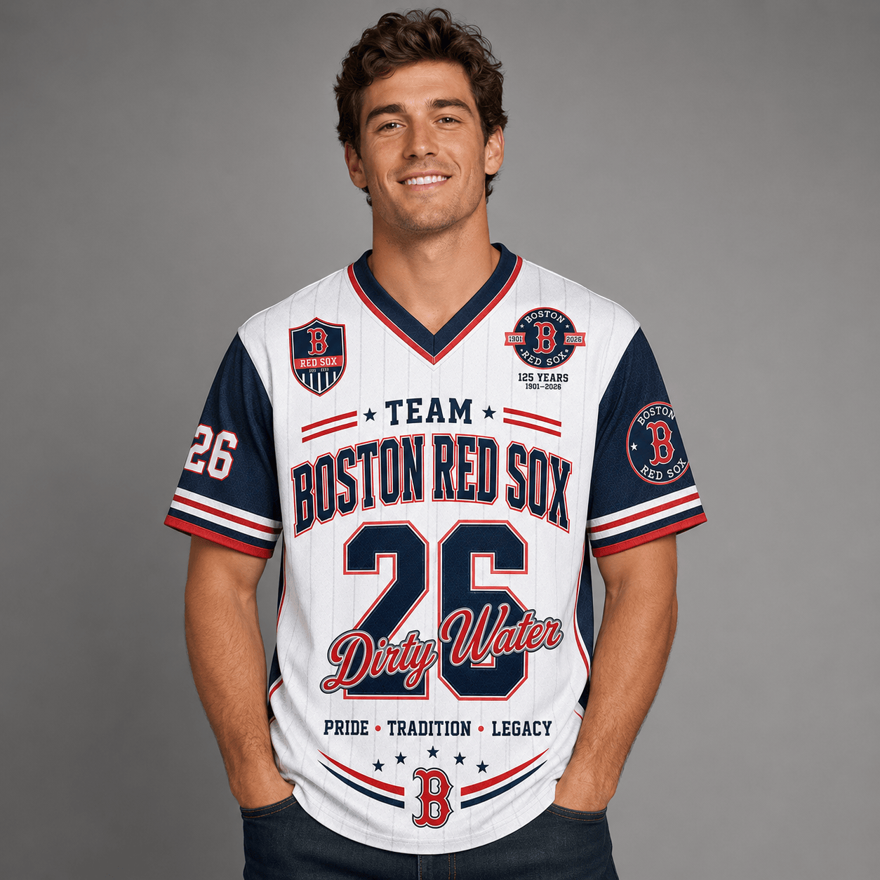 B.red Sox | Premium .m.l.b. Legacy Pride V-neck Jersey