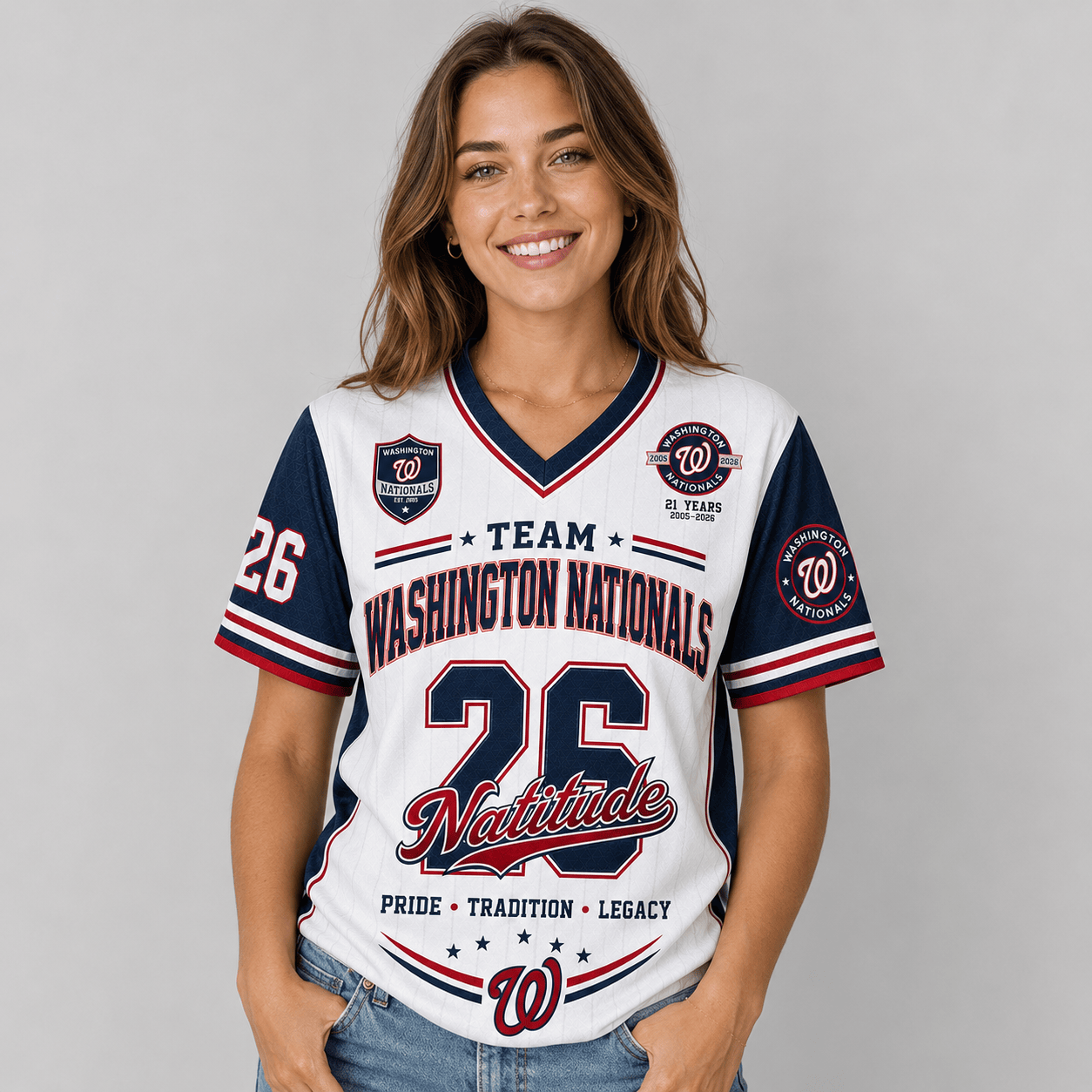 W.nationals | Premium .m.l.b. Legacy Pride V-neck Jersey