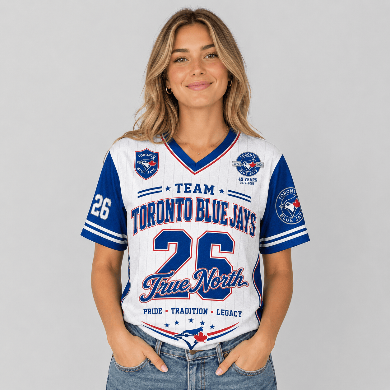T.blue Jays | Premium .m.l.b. Legacy Pride V-neck Jersey