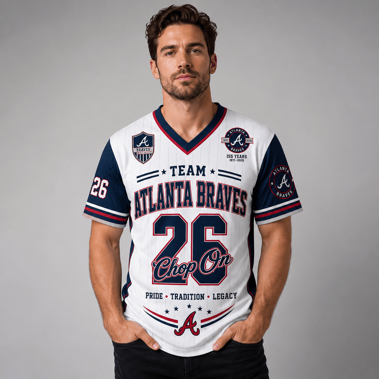 A.braves | Premium .m.l.b. Legacy Pride V-neck Jersey