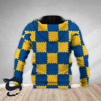 Gorgeous Gingham Corona Extra Yellow Blue Hoodie, Corona Extra Unisex Pullover Hooded Sweatshirt, Corona Extra Logo 3D Printed Unisex Zip Hoodie
