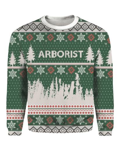 Green Arborist Ugly Christmas Sweater, Arborist Snowflakes Pattern Christmas Ugly Sweater, Arborist Christmas Crewneck Knitted Ugly Sweater