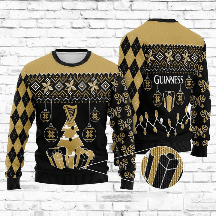 Guinness Beer Ugly Christmas Sweater, Guinness Beer Logo All-over Printed Christmas Ugly Sweater, Guinness Beer Crewneck Knitted Ugly Sweater