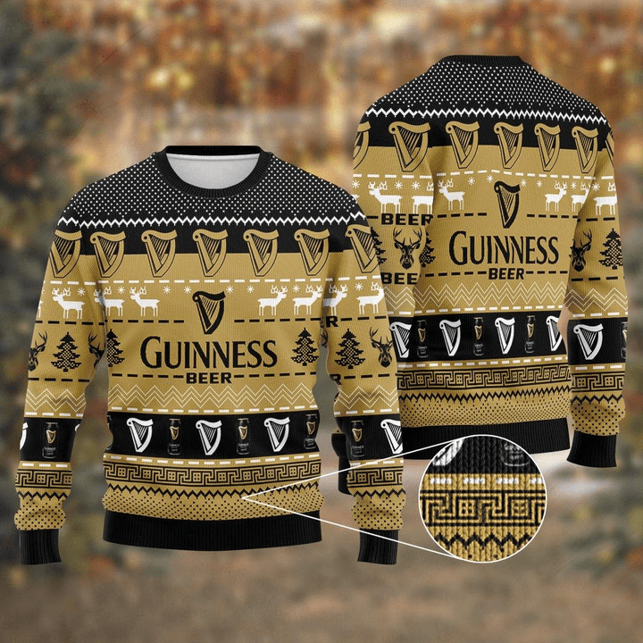 Guinness Beer Ugly Christmas Sweater, Guinness Beer Lovers Ugly Sweater, Guinness Beer All Over Print Christmas Holiday Crew Neck Ugly Sweaters