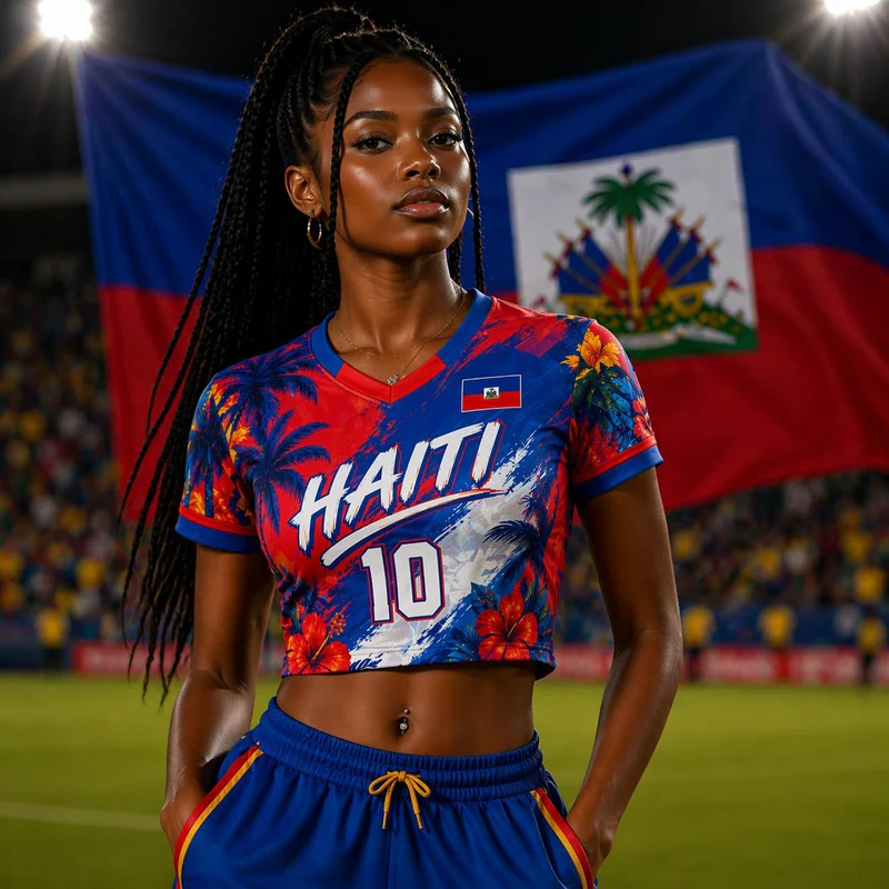 Haiti | Premium Wc26 Heritage Heart Crop Top HCH01