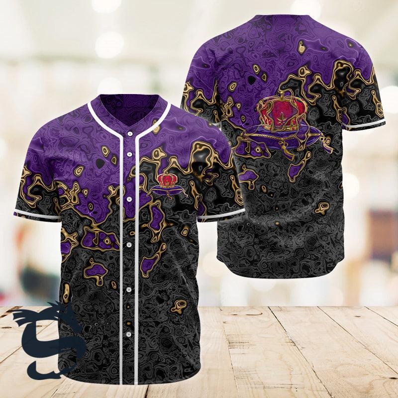 Holographic Colorful Crown Royal Baseball Jersey, Crown Royal Logo 3d All Over Printed Baseball Jersey, Crown Royal Unisex Baseball Jersey